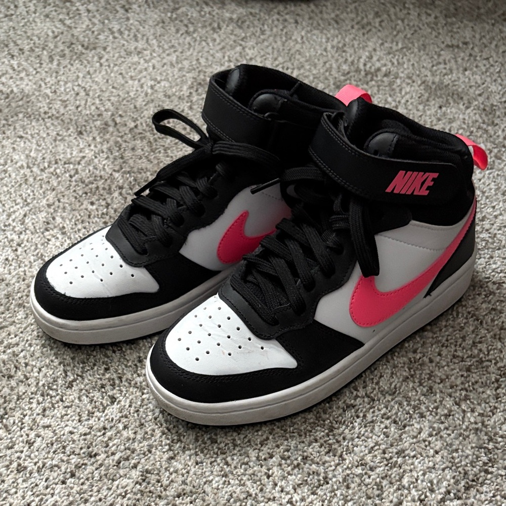 Nike Black and Pink Court Borough 2 Mid